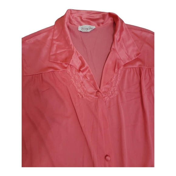 Vanity Fair Pink Robe Large Vintage 70’s Pockets Bottons size M - Picture 4 of 7